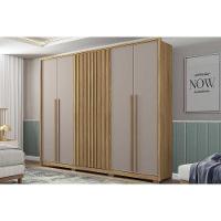 Guarda Roupa Casal 6 Portas (2 Ripadas) E 6 Gavetas New Comodus Freijo/off White - Caemmun