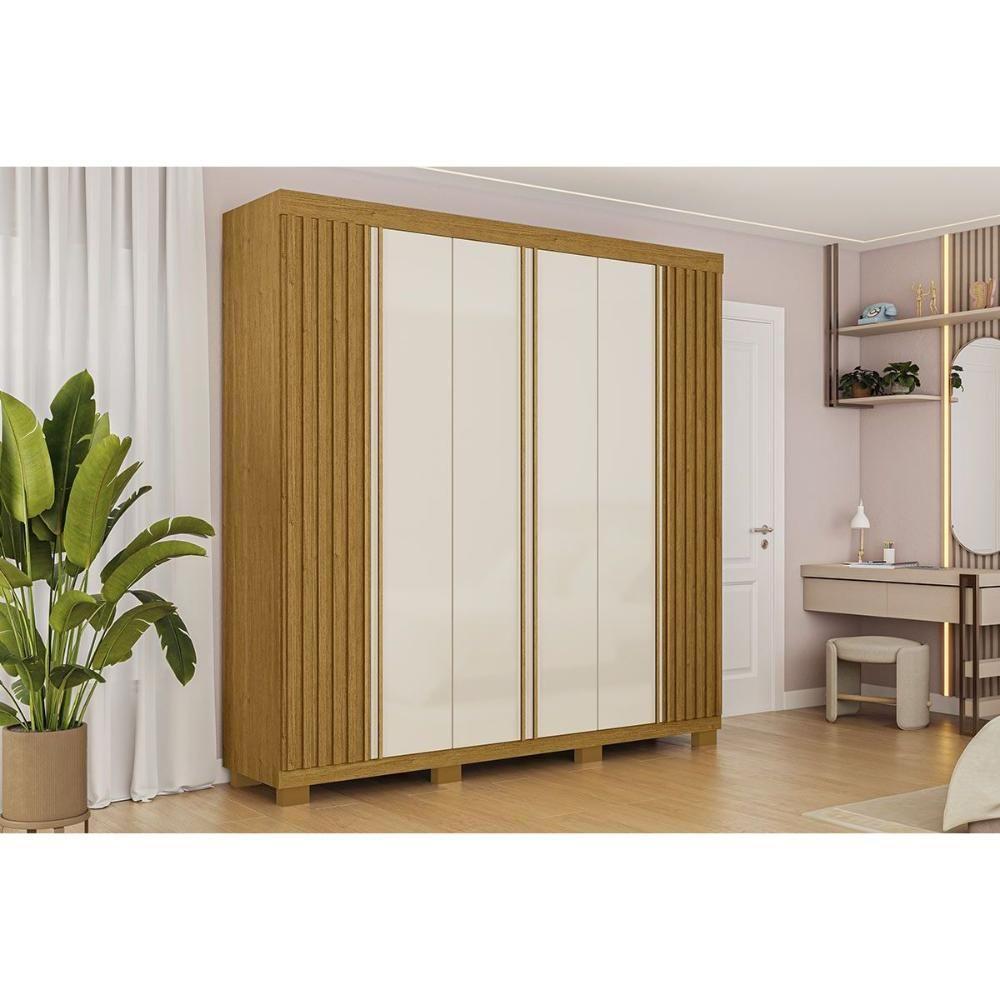 Guarda Roupa Casal 6 Portas (2 Ripadas) E 6 Gavetas Eliza Cinamomo/off White - Acp - 1