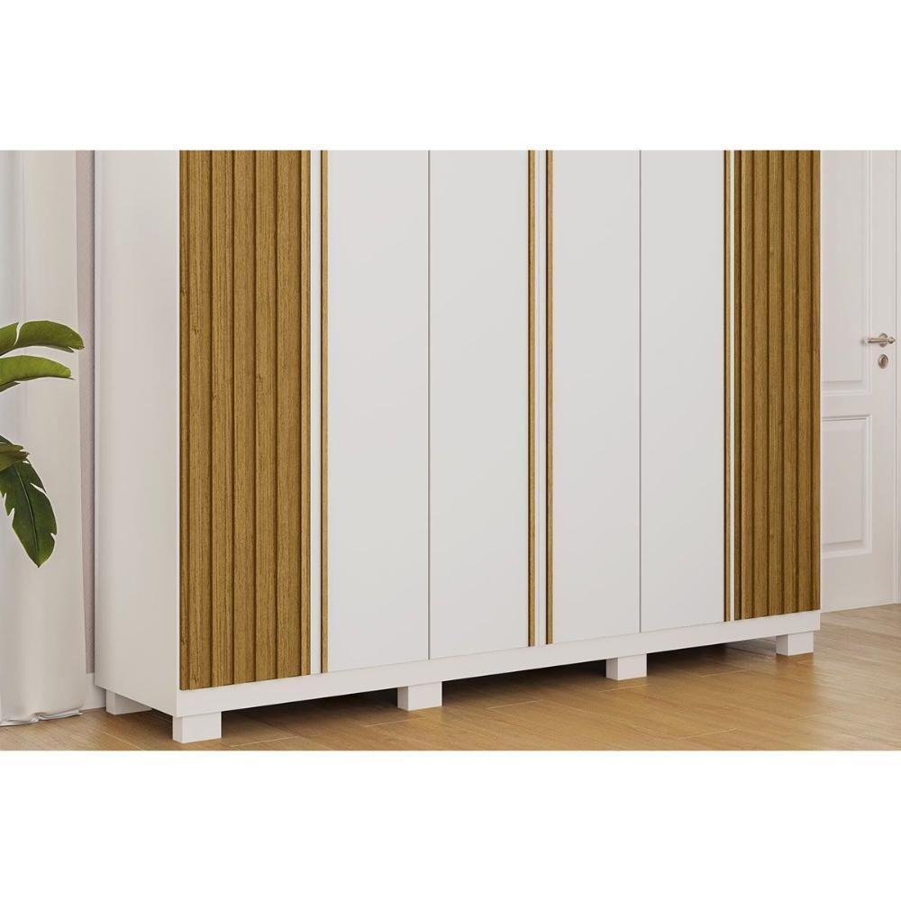 Guarda Roupa Casal 6 Portas (2 Ripadas) E 6 Gavetas Eliza Cinamomo/off White - Acp - 9