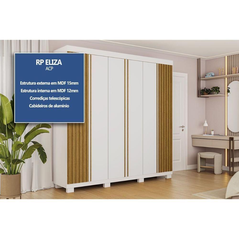 Guarda Roupa Casal 6 Portas (2 Ripadas) E 6 Gavetas Eliza Cinamomo - Acp - 2