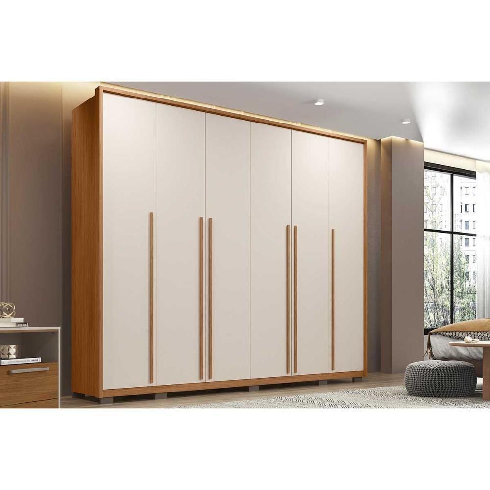 Guarda Roupa Casal 6 Portas E 6 Gavetas Milanus Freijo/off White - Caemmun - 1
