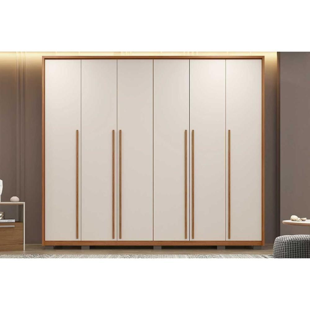 Guarda Roupa Casal 6 Portas E 6 Gavetas Milanus Freijo/off White - Caemmun - 2