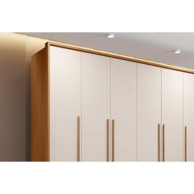 Guarda Roupa Casal Milanus Freijo-Off White 6 Portas de Bater 6 Gavetas Off White