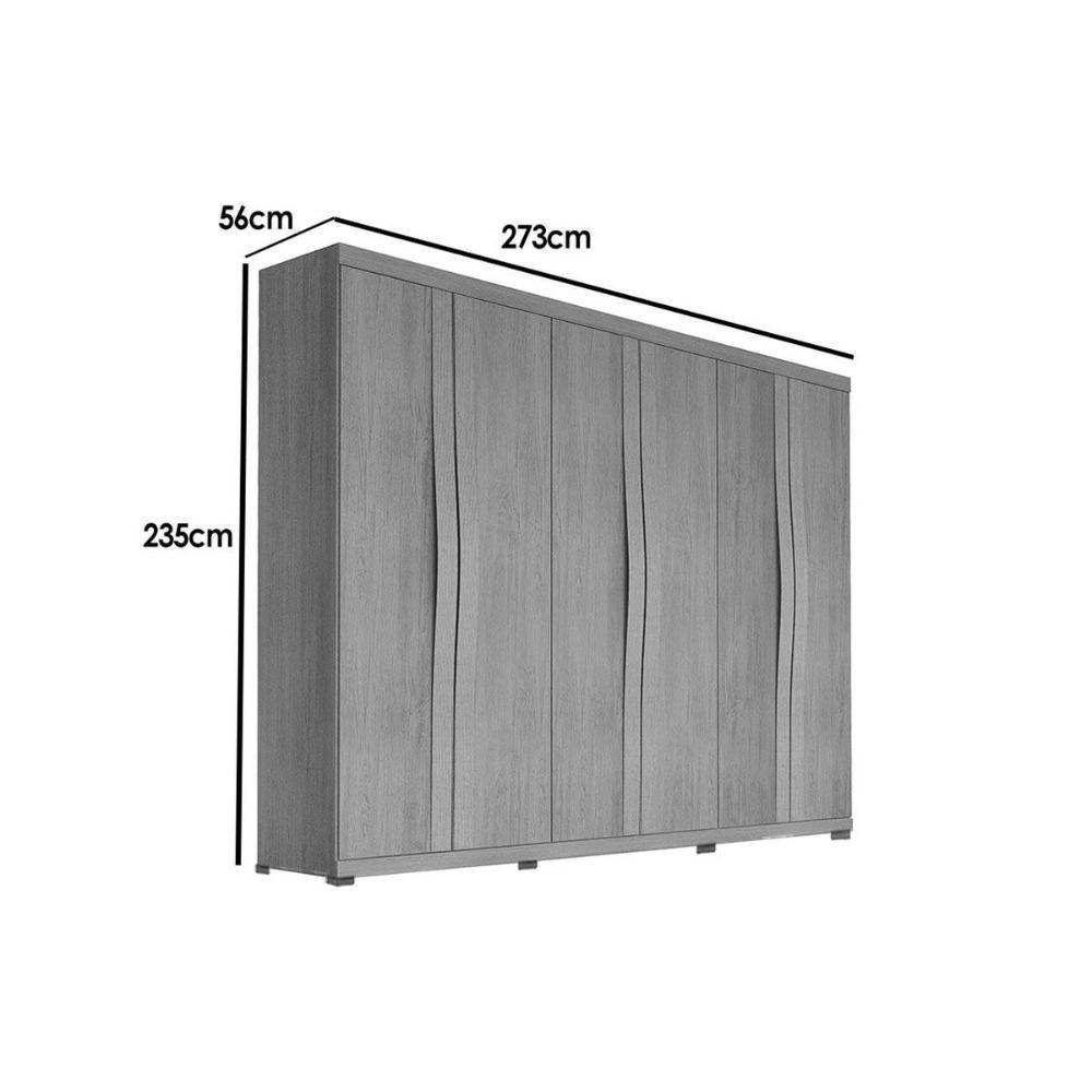 Guarda Roupa Casal 6 Portas E 6 Gavetas C/ Pés Linea Naturale/off White - Rufato - 7