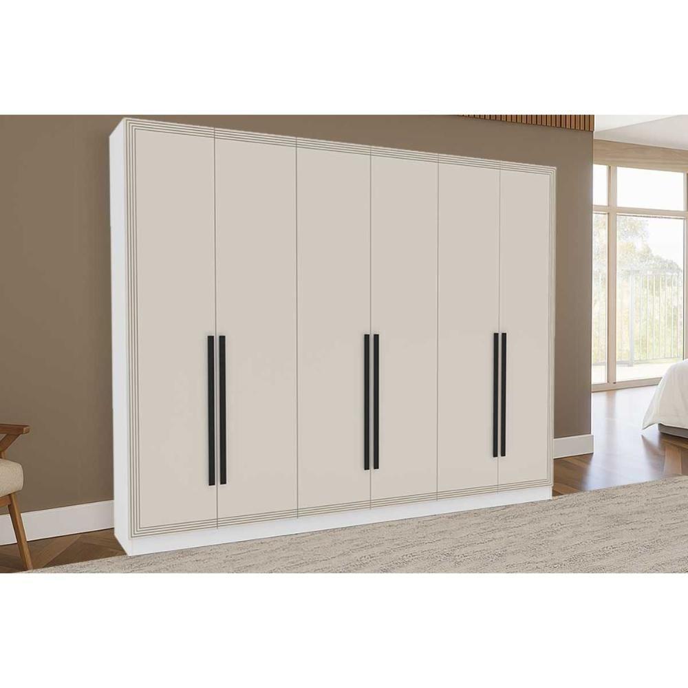 Guarda Roupa Casal 6 Portas E 4 Gavetas Valência Branco/creme - Politorno - 1