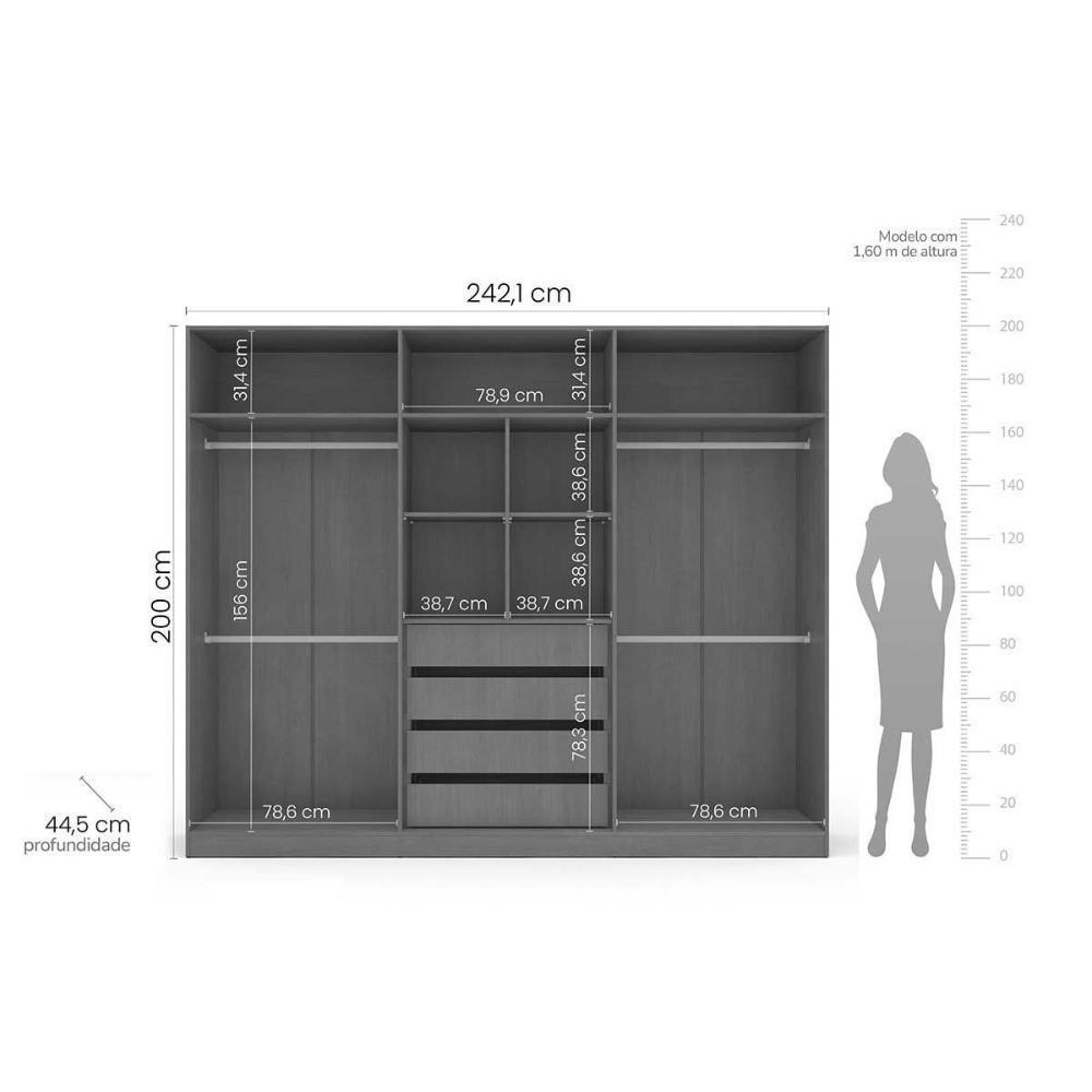 Guarda Roupa Casal 6 Portas E 4 Gavetas Valência Branco/creme - Politorno - 2