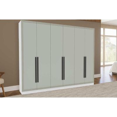 Guarda Roupa Casal 6 Portas E 4 Gavetas Valência Branco/verde - Politorno