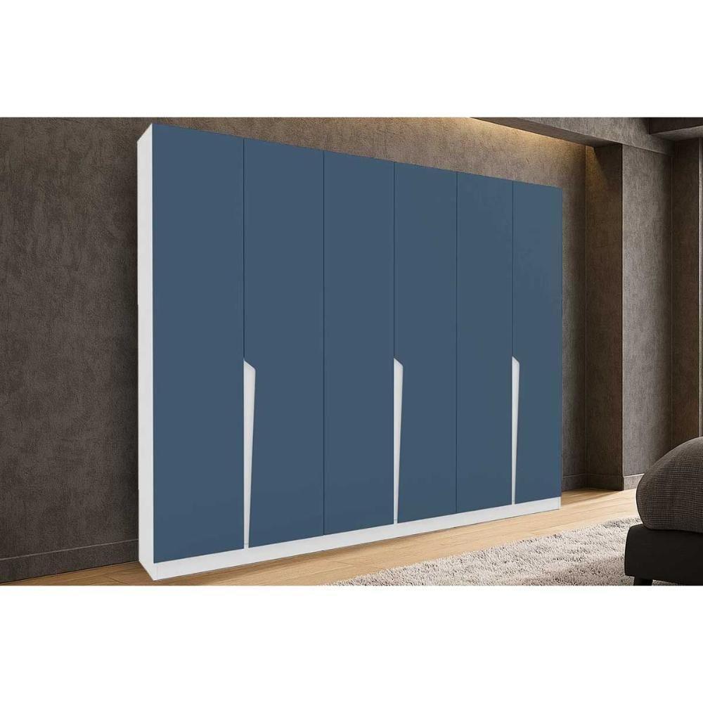 Guarda Roupa Casal 6 Portas E 4 Gavetas Porto Branco/azul - Politorno - 1