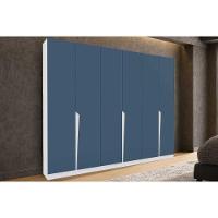 Guarda Roupa Casal 6 Portas E 4 Gavetas Porto Branco/azul - Politorno - 1