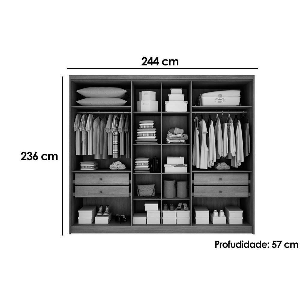 Guarda Roupa Casal 6 Portas E 4 Gavetas Rizon/linea Plus Cumaru/fendi 25 - Novo Horizonte - 2