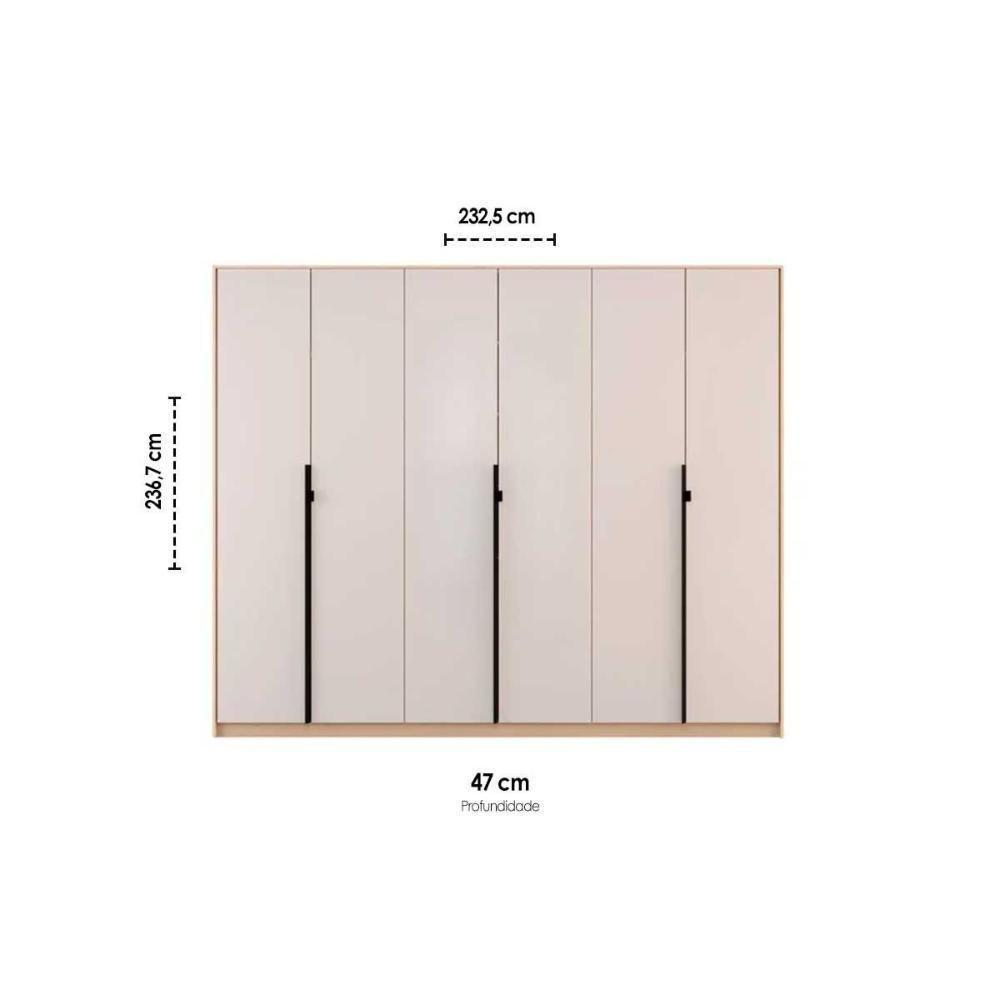 Guarda Roupa Casal 6 Portas E 4 Gavetas Ph 1807 Carvalho Nature/off White - Herval - 3