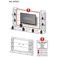 Painel Tv até 60" com Suporte Espelho Prateleira Nairóbi - 5