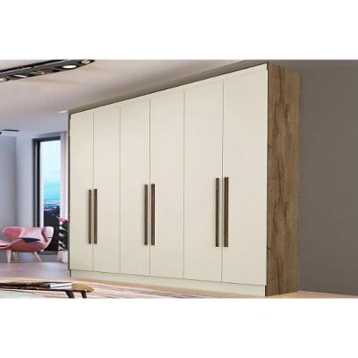 Guarda Roupa Casal Oslo 6 Portas de Bater 4 Gavetas Braúna-Off White Europa