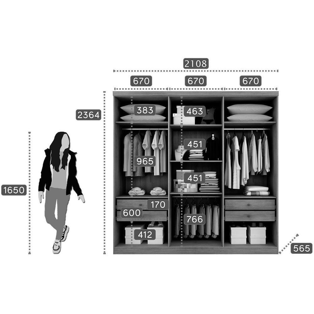 Guarda Roupa Casal 6 Portas E 4 Gavetas New Vértice/messina Cumaru/fendi 25 - Novo Horizonte - 2