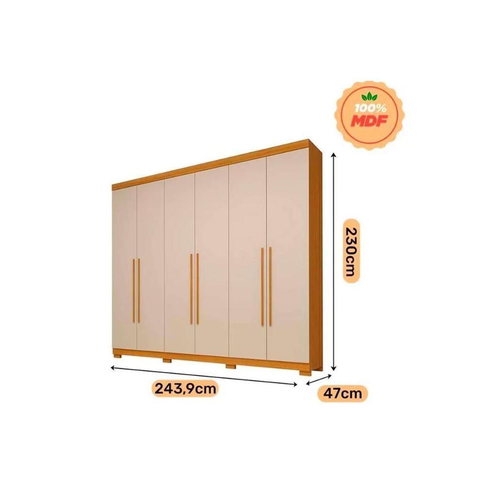 Guarda Roupa Casal 6 Portas E 4 Gavetas Nubia Cinamomo/off White - Acp - 2