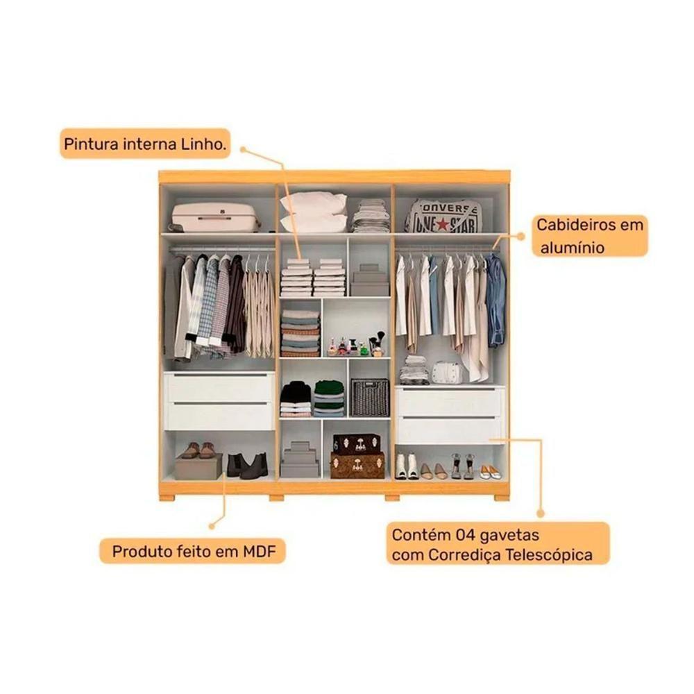 Guarda Roupa Casal 6 Portas E 4 Gavetas Nubia Cinamomo/off White - Acp - 3