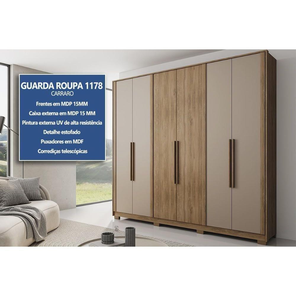 Guarda Roupa Casal 6 Portas E 4 Gavetas Everest 1178 Flex Freijo Ou Freijo C/ Avela - Carraro - 2