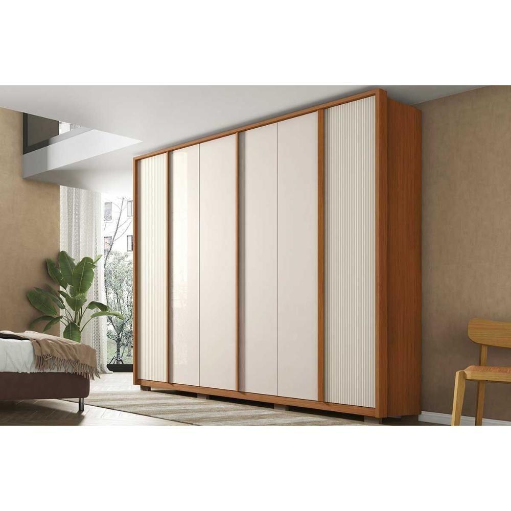 Guarda Roupa Casal 6 Portas E 4 Gavetas Cleo Freijo/off White Mr - Caemmun - 1