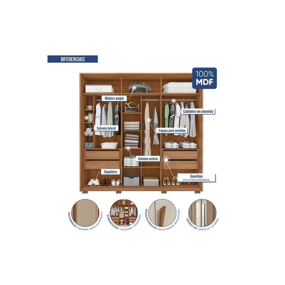 Guarda Roupa Casal 6 Portas E 4 Gavetas Cleo Freijo/off White Mr - Caemmun - 2