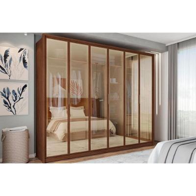 Guarda Roupa Casal Reflex 6 Portas de Bater 4 Gavetas Freijo MDP Caemmun