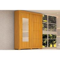 Guarda Roupa Solteiro 2 Portas De Correr E 2 Gavetas C/ Espelho Helena Flex Nature/nature Ou Off White - Acp - 1