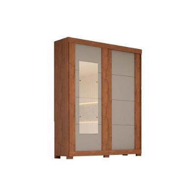 Guarda Roupa Solteiro Helena Flex 2 Portas de Correr 2 Gavetas Cinamomo-Off White MDF
