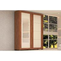 Guarda Roupa Solteiro 2 Portas De Correr E 2 Gavetas C/ Espelho Helena Flex Cinamomo/cinamomo Ou Off White - Acp - 1