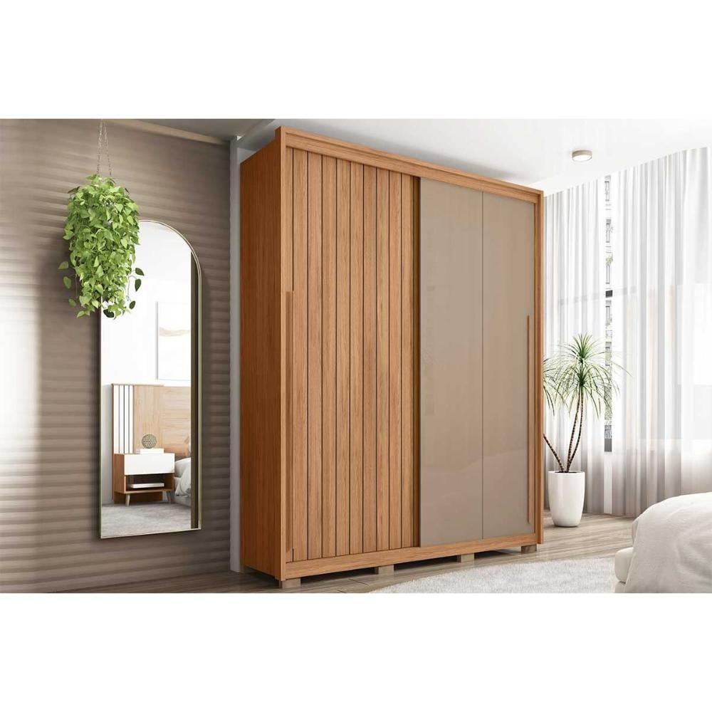 Guarda Roupa Solteiro 2 Portas De Correr (1 Ripada) E 3 Gavetas Moviment 1.8 Flex Freijo/off White Ou Sued - Caemmun - 2