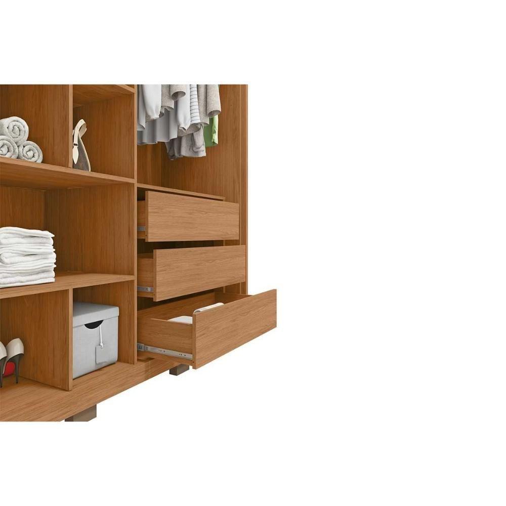 Guarda Roupa Solteiro 2 Portas De Correr (1 Ripada) E 3 Gavetas Moviment 1.8 Flex Freijo/off White Ou Sued - Caemmun - 7