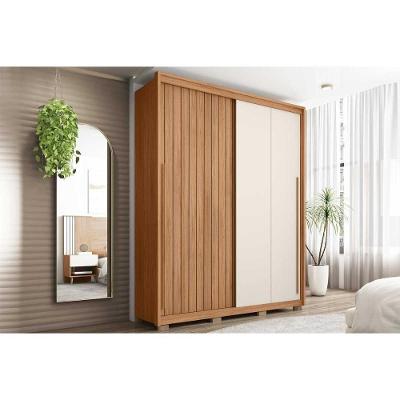 Guarda Roupa Solteiro Moviment 1.8 Flex 2 Portas de Correr 3 Gavetas Freijó-Off White