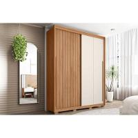 Guarda Roupa Solteiro 2 Portas De Correr (1 Ripada) E 3 Gavetas Moviment 1.8 Flex Freijo/off White Ou Sued - Caemmun - 1