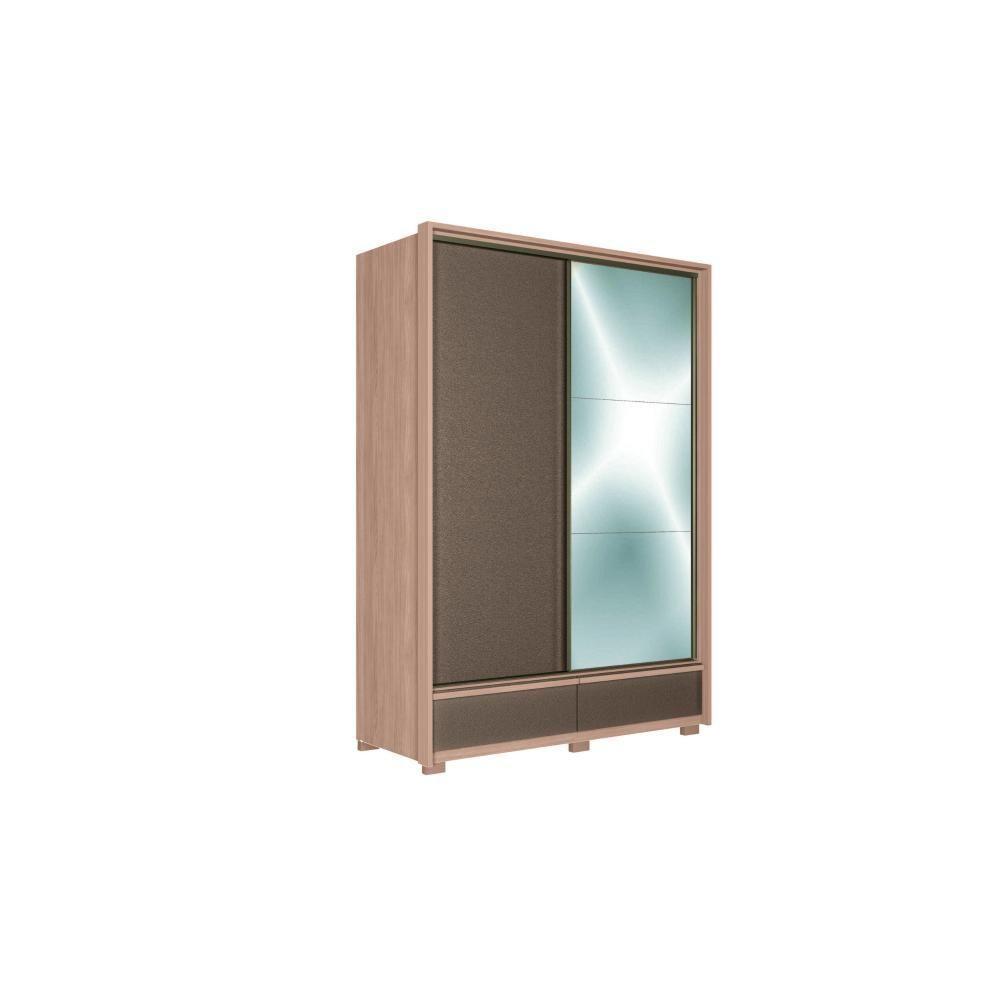 Guarda Roupa Solteiro 2 Portas De Correr (1 C/ Espelho) E 4 Gavetas C/ Pés Volpe Wood/terracota - Santos Andirá - 6