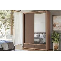 Guarda Roupa Solteiro 2 Portas De Correr (1 C/ Espelho) E 4 Gavetas C/ Pés Volpe Wood/terracota - Santos Andirá - 1