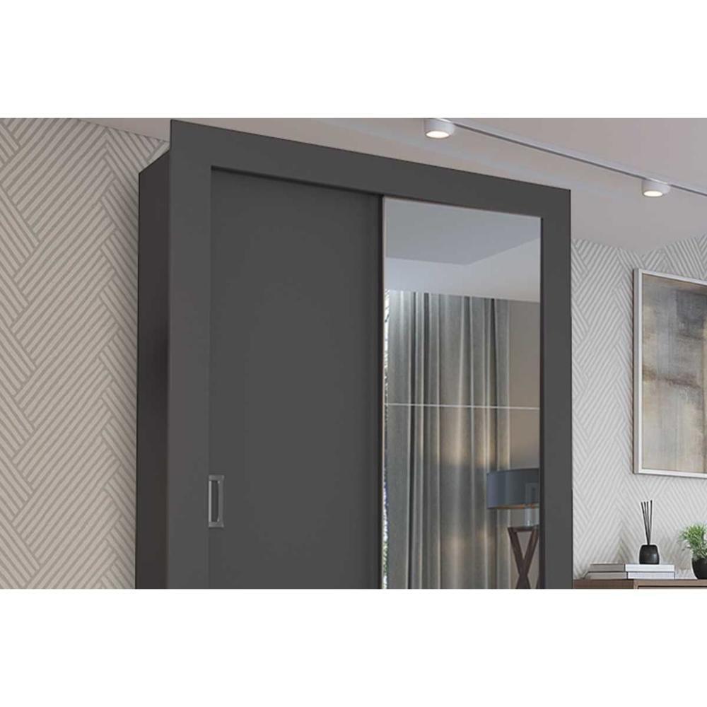 Guarda Roupa Solteiro 2 Portas De Correr (1 C/ Espelho) Ph 1728 Grafite - Herval - 8