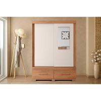 Guarda Roupa Solteiro 2 Portas De Correr (1 C/ Espelho) E 2 Gavetas Sereno Freijo/off White - Caemmun - 1