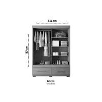 Guarda Roupa Solteiro 2 Portas De Correr (1 C/ Espelho) E 2 Gavetas Sereno Freijo/off White - Caemmun