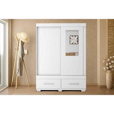 Guarda Roupa Solteiro Sereno 2 Portas de Correr 2 Gavetas Branco Caemmun