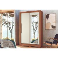 Guarda Roupa Solteiro 2 Portas De Correr (1 C/ Espelho) E 2 Gavetas C/ Pés Lapa Jatoba/areia - Santos Andirá - 1