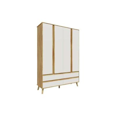 Guarda Roupa Infantil Solteiro Théo 4 Portas de Bater 4 Gavetas Off White-amendoa Móveis