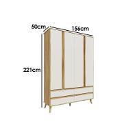 Guarda Roupa Infantil C/ 4 Portas E 4 Gavetas Théo Off White/amendoa - Peroba - 3