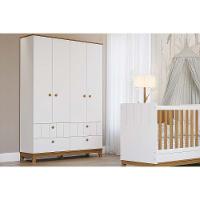 Guarda Roupa Infantil C/ 4 Portas E 4 Gavetas Biscoito Fendi/nature - Permóbili Baby - 4