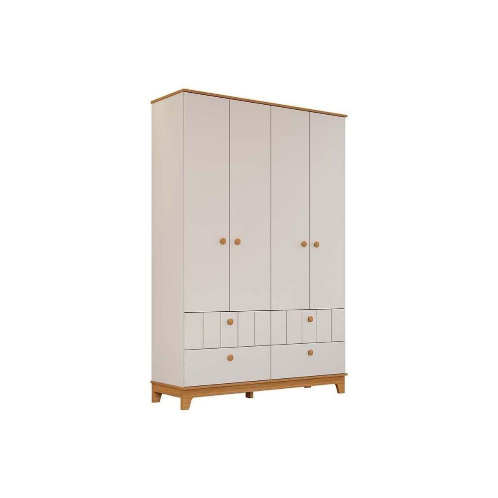Guarda Roupa Infantil C/ 4 Portas E 4 Gavetas Biscoito Off White/nature - Permóbili Baby - 1