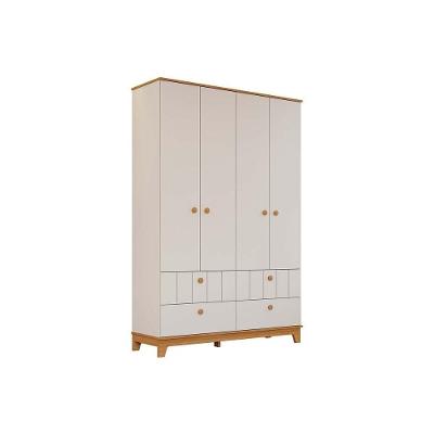 Guarda Roupa Infantil C/ 4 Portas E 4 Gavetas Biscoito Off White/nature - Permóbili Baby