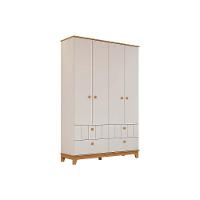 Guarda Roupa Infantil C/ 4 Portas E 4 Gavetas Biscoito Off White/nature - Permóbili Baby - 1