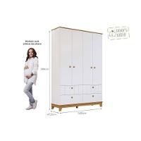 Guarda Roupa Infantil C/ 4 Portas E 4 Gavetas Biscoito Off White/nature - Permóbili Baby - 2