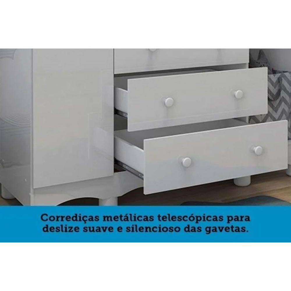 Guarda Roupa Infantil C/ 4 Portas E 3 Gavetas Júnior Branco/amendoa - Peroba - 7