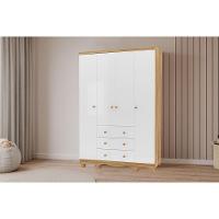 Guarda Roupa Infantil C/ 4 Portas E 3 Gavetas Júnior Branco/amendoa - Peroba - 1