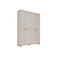 Guarda Roupa Infantil C/ 4 Portas (2 Ripadas) Cupcake Off White/nature - Permóbili Baby - 1