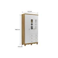 Guarda Roupa Infantil C/ 3 Portas (2 Cristal) E 3 Gavetas Tedy Branco - Peroba