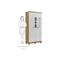 Guarda Roupa Infantil C/ 3 Portas (2 Cristal) E 3 Gavetas Tedy Branco - Peroba - 5